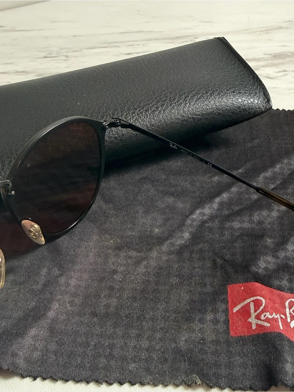 Ray-Ban Blaze Round Blue Mirror Shield Black Frame Sunglasses RB3574N